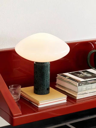 Lioralira Lampe de Table avec Abat-Jour en Verre Et Socle en Marbre Vert