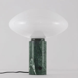 Lioralira Lampe de Table avec Abat-Jour en Verre Et Socle en Marbre Vert