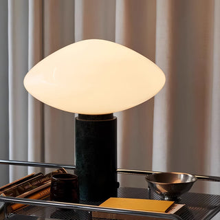 Lioralira Lampe de Table avec Abat-Jour en Verre Et Socle en Marbre Vert