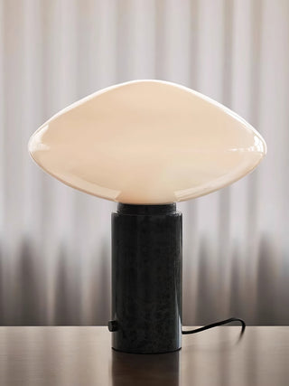 Lioralira Lampe de Table avec Abat-Jour en Verre Et Socle en Marbre Vert