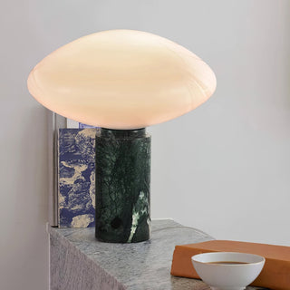 Lioralira Lampe de Table avec Abat-Jour en Verre Et Socle en Marbre Vert