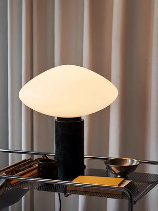 Lioralira Lampe de Table avec Abat-Jour en Verre Et Socle en Marbre Vert