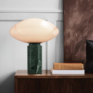 Lioralira Lampe de Table avec Abat-Jour en Verre Et Socle en Marbre Vert
