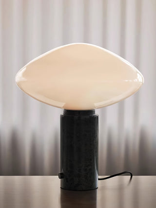 Lioralira Lampe de Table avec Abat-Jour en Verre Et Socle en Marbre Vert