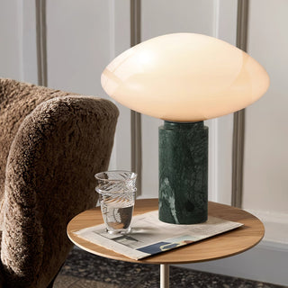 Lioralira Lampe de Table avec Abat-Jour en Verre Et Socle en Marbre Vert