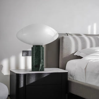 Lioralira Lampe de Table avec Abat-Jour en Verre Et Socle en Marbre Vert