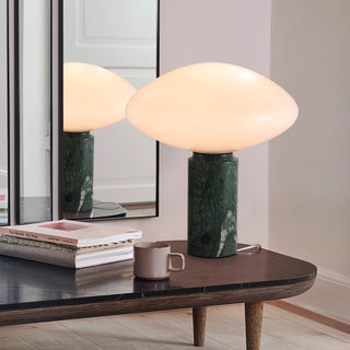 Lioralira Lampe de Table avec Abat-Jour en Verre Et Socle en Marbre Vert