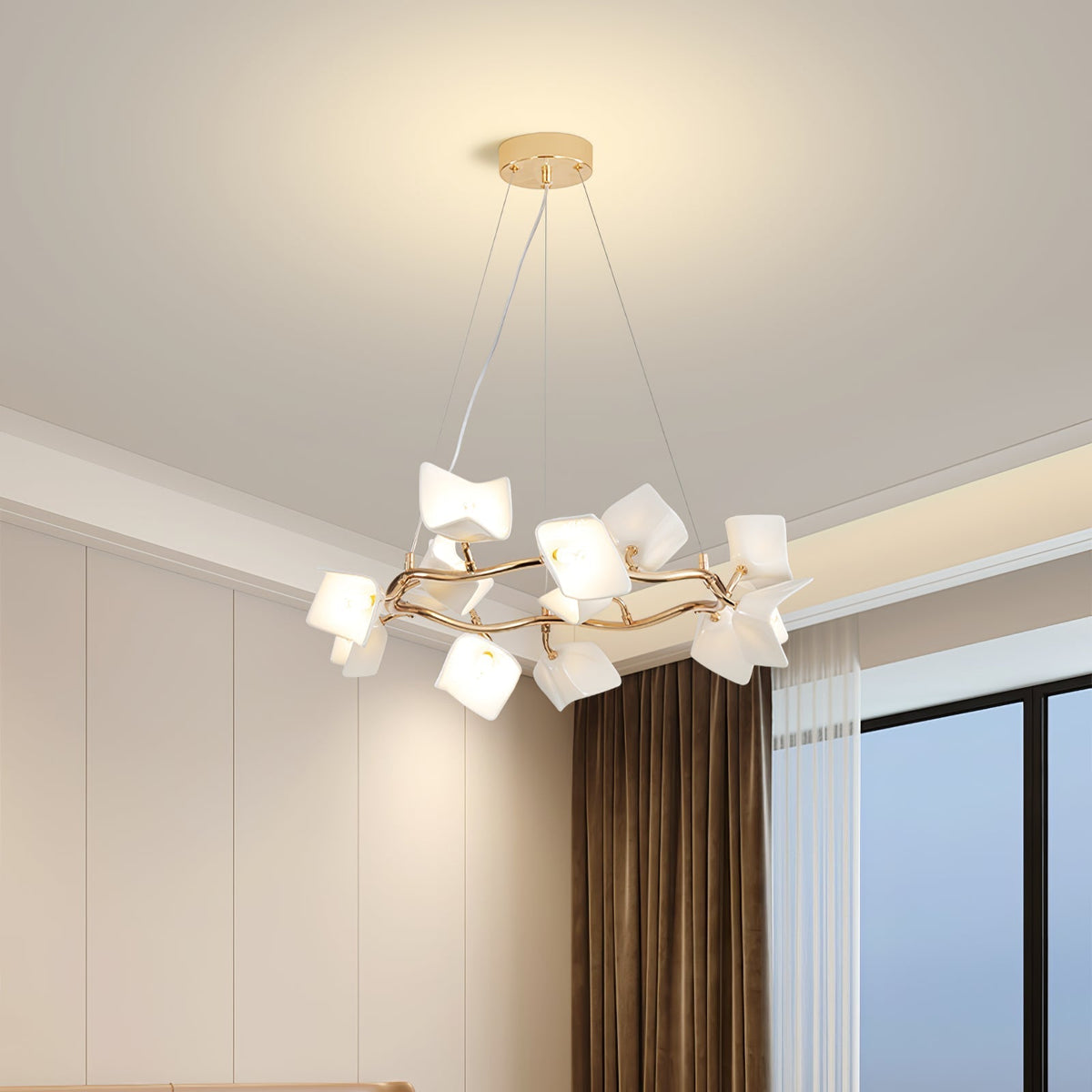 Talara Lustre Postmoderne de Luxe en Céramique Florale
