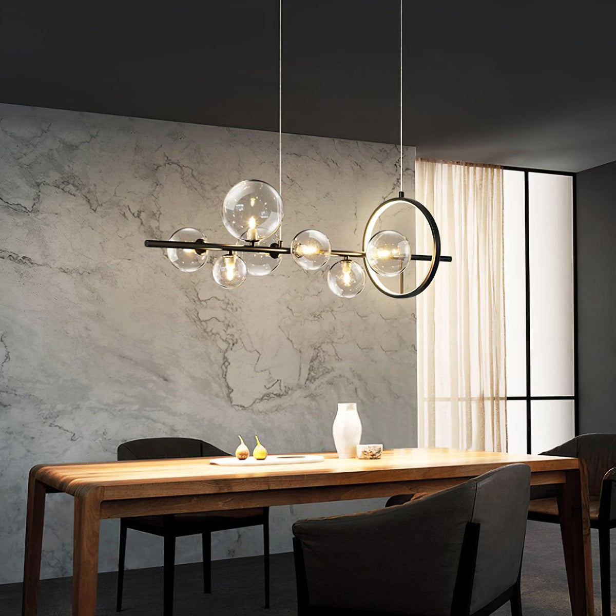 Joriel Lustre Verre Bulles Nordic Noir