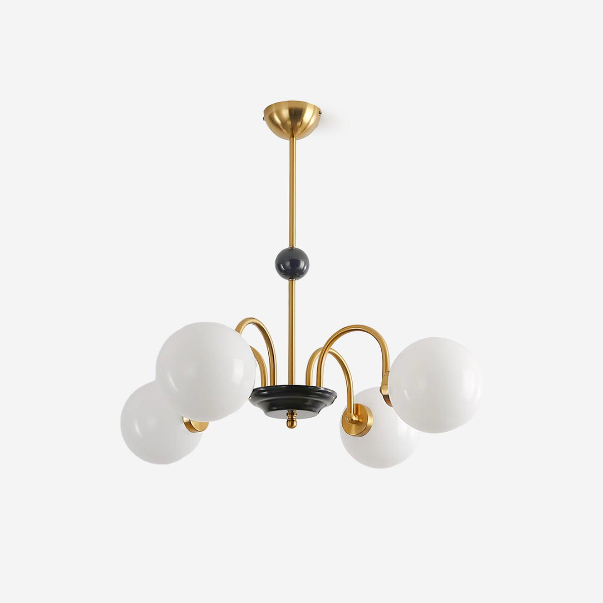 Chandelier Curved Arms Globe Shades Modern Retro Style Dining-Neutral Decor