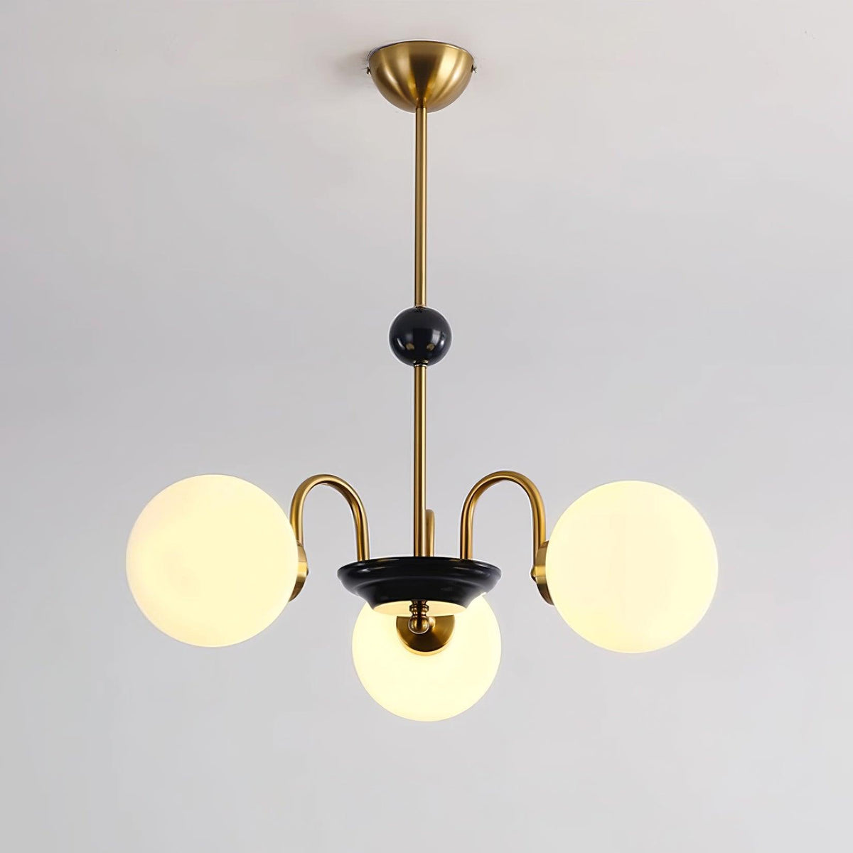 Chandelier Curved Arms Globe Shades Modern Retro Style Dining-Neutral Decor