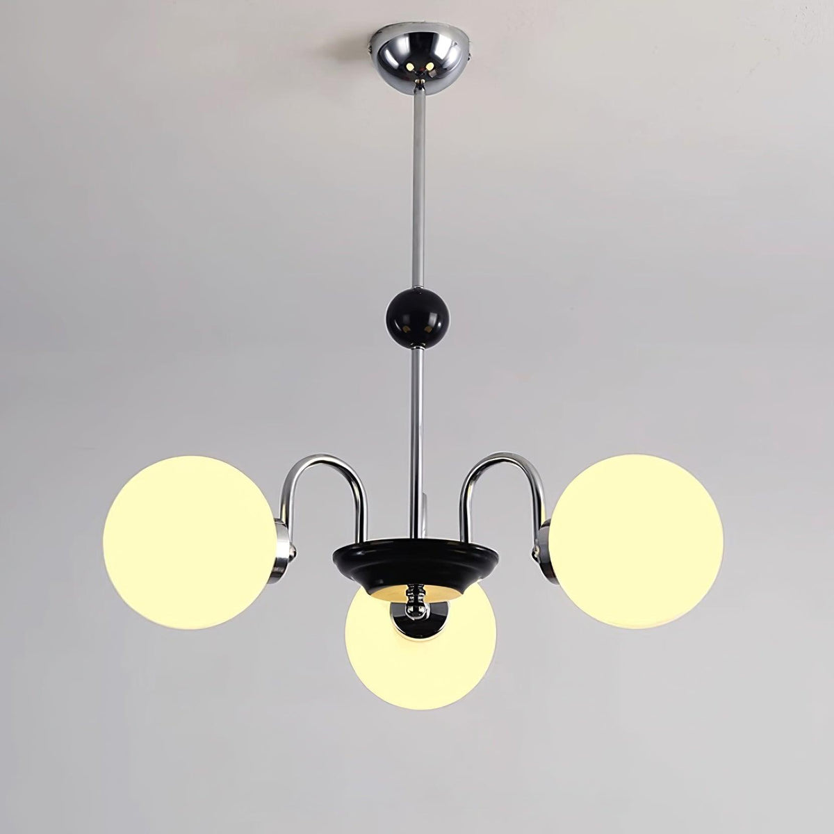 Chandelier Curved Arms Globe Shades Modern Retro Style Dining-Neutral Decor