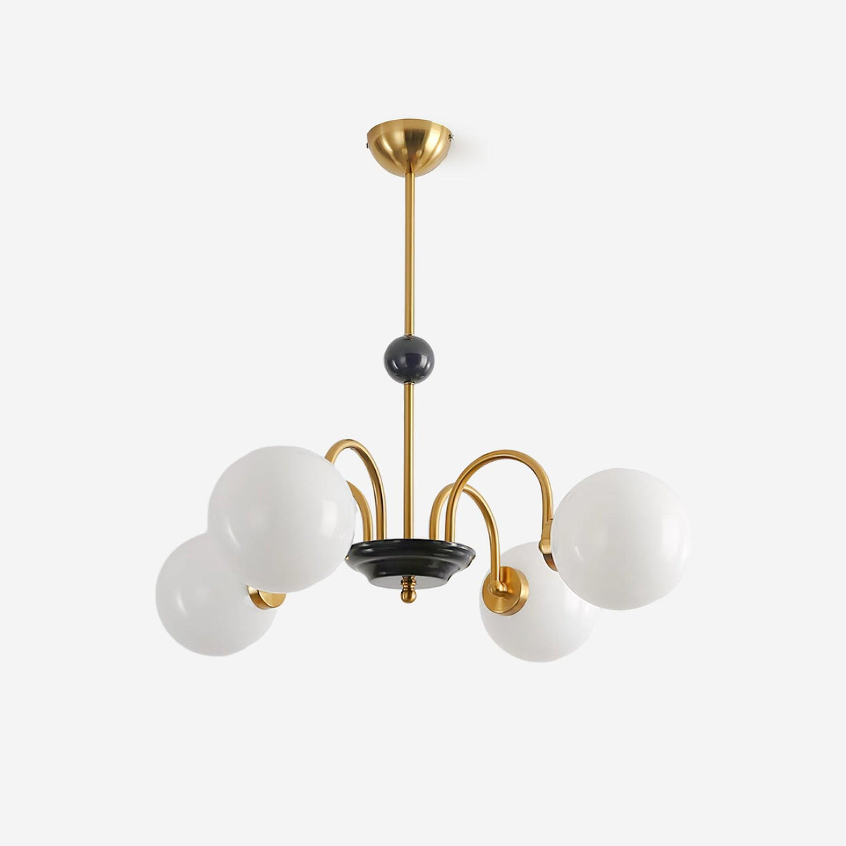 Chandelier Curved Arms Globe Shades Modern Retro Style Dining-Neutral Decor
