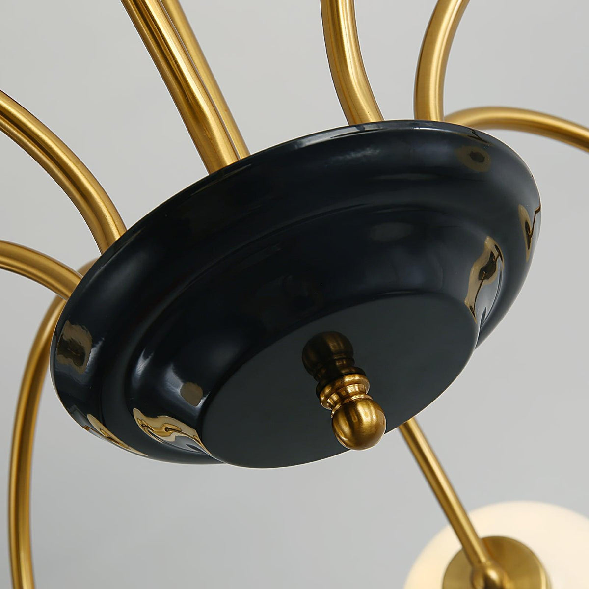 Chandelier Curved Arms Globe Shades Modern Retro Style Dining-Neutral Decor