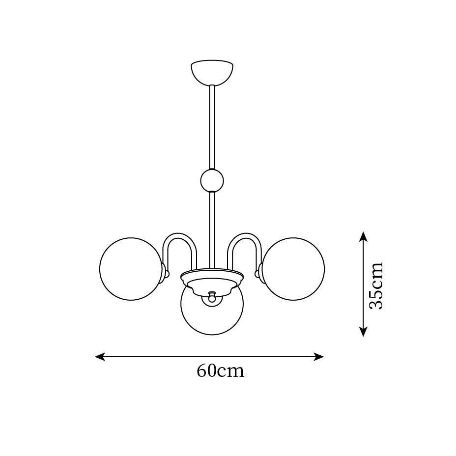 Chandelier Curved Arms Globe Shades Modern Retro Style Dining-Neutral Decor