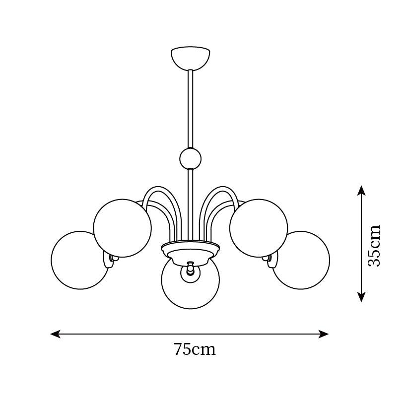 Chandelier Curved Arms Globe Shades Modern Retro Style Dining-Neutral Decor