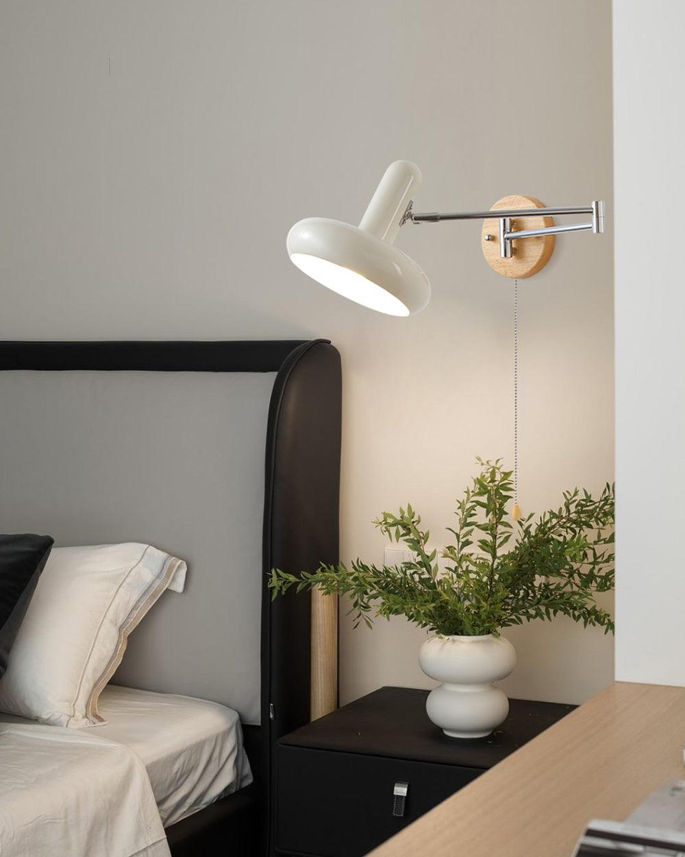 Wall Lamp Swivel Arm Rounded Shade Pull Chain Modern Retro-Neutral Decor