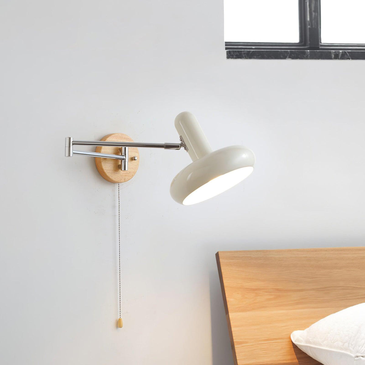 Wall Lamp Swivel Arm Rounded Shade Pull Chain Modern Retro-Neutral Decor