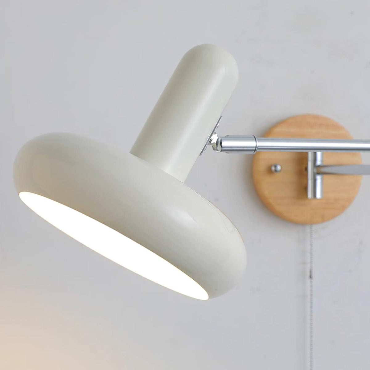 Wall Lamp Swivel Arm Rounded Shade Pull Chain Modern Retro-Neutral Decor