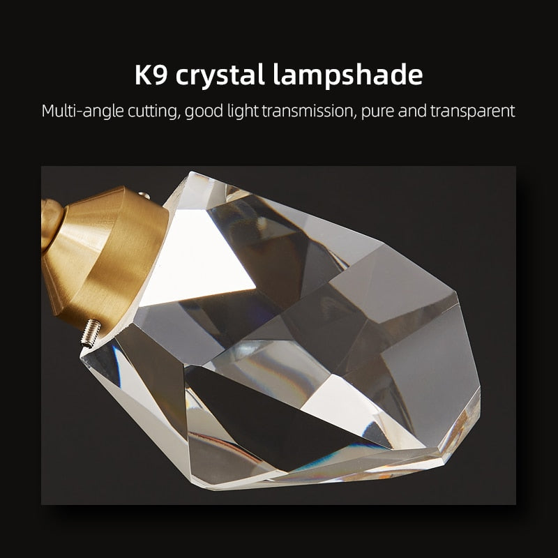 Kristy Lustre Linéaire Cristal, Métal/Cristal, Doré, Salon