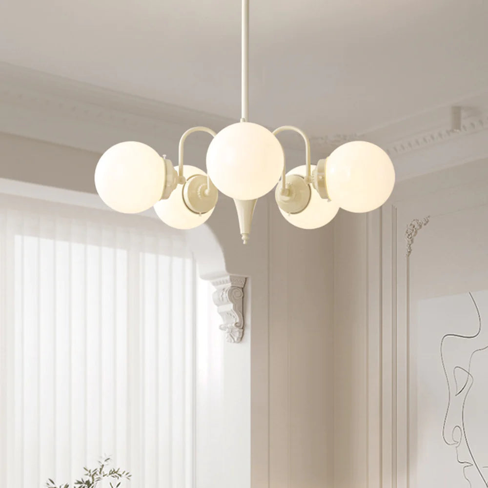 Valentina Lustre Français LED Blanc Crème Métal Salon