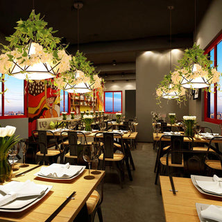 Arisha Moderne Fleurs LED Suspension Métal Salon