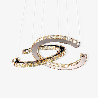 Lustra Lustre Cristal Double C Moderne Argent 2-Rings
