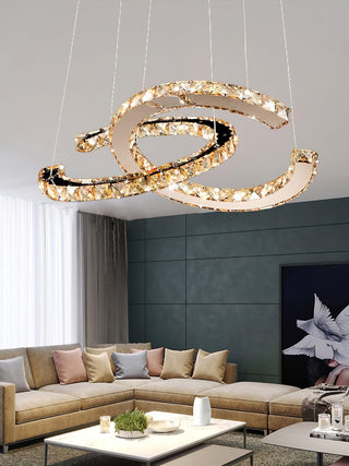 Lustra Lustre Cristal Double C Moderne Argent 2-Rings