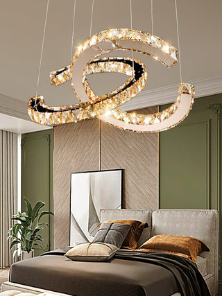 Lustra Lustre Cristal Double C Moderne Argent 2-Rings