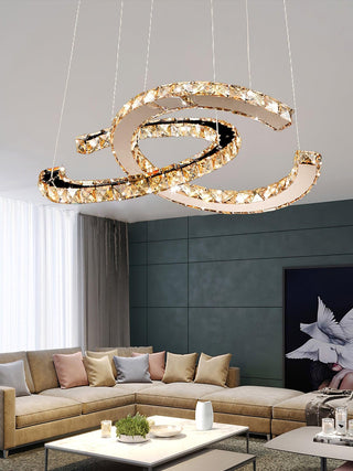 Lustra Lustre Cristal Double C Moderne Argent 2-Rings