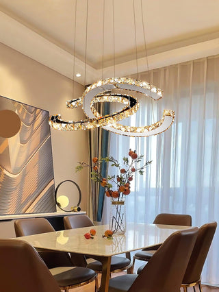 Lustra Lustre Cristal Double C Moderne Argent 2-Rings