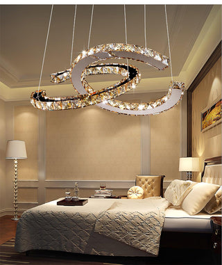 Lustra Lustre Cristal Double C Moderne Argent 2-Rings
