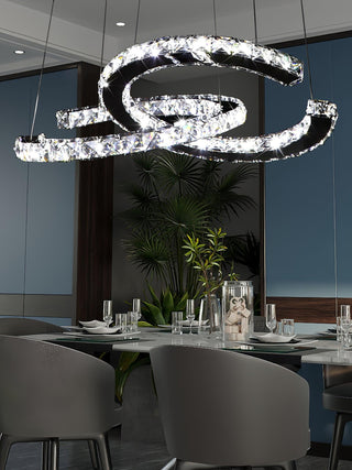 Lustra Lustre Cristal Double C Moderne Argent 2-Rings