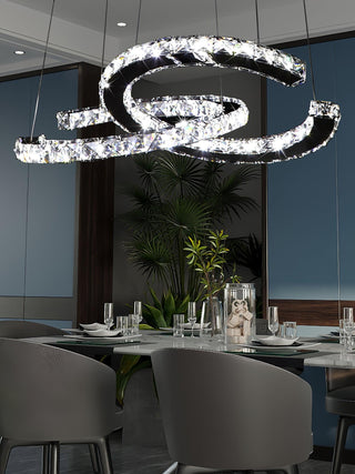 Lustra Lustre Cristal Double C Moderne Argent 2-Rings