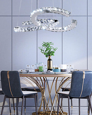 Lustra Lustre Cristal Double C Moderne Argent 2-Rings