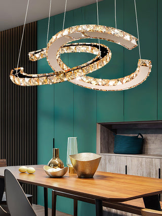 Lustra Lustre Cristal Double C Moderne Argent 2-Rings