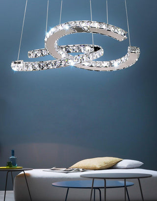 Lustra Lustre Cristal Double C Moderne Argent 2-Rings
