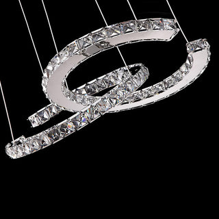 Lustra Lustre Cristal Double C Moderne Argent 2-Rings