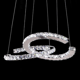 Lustra Lustre Cristal Double C Moderne Argent 2-Rings