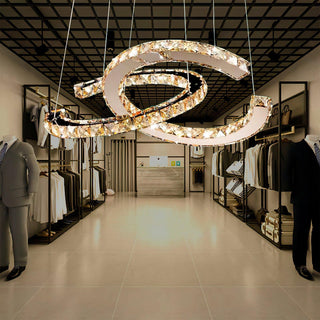 Lustra Lustre Cristal Double C Moderne Argent 2-Rings