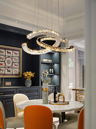 Lustra Lustre Cristal Double C Moderne Argent 2-Rings