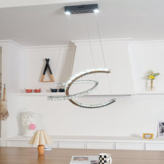 Lustra Lustre Cristal Double C Moderne Argent 2-Rings