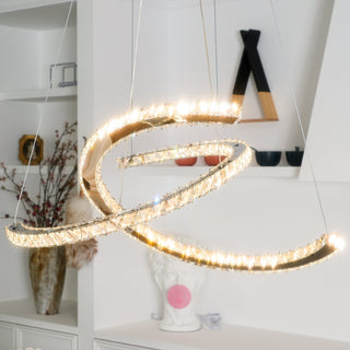 Lustra Lustre Cristal Double C Moderne Argent 2-Rings