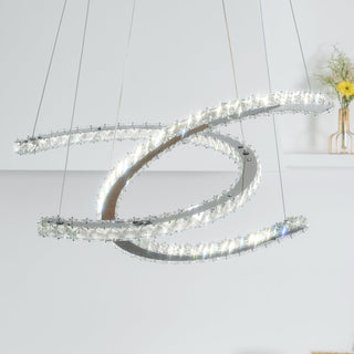 Lustra Lustre Cristal Double C Moderne Argent 2-Rings