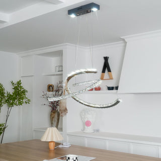 Lustra Lustre Cristal Double C Moderne Argent 2-Rings