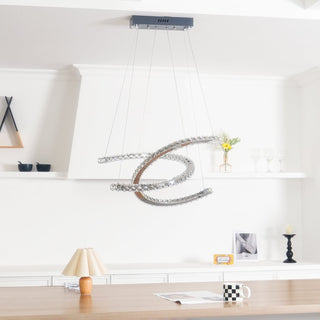 Lustra Lustre Cristal Double C Moderne Argent 2-Rings