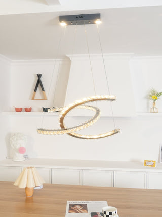 Lustra Lustre Cristal Double C Moderne Argent 2-Rings