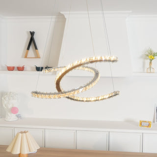 Lustra Lustre Cristal Double C Moderne Argent 2-Rings