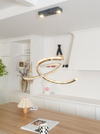 Lustra Lustre Cristal Double C Moderne Argent 2-Rings