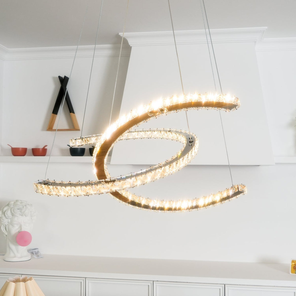 Emiliel Lustre Cristal Double C Moderne Argent 2-Rings